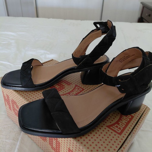 Next black leather sandals with nubuck, 5 cm heel, size 39