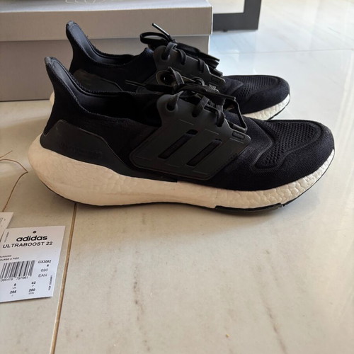 Adidas Ultra Boost athletic shoes, black, size 42