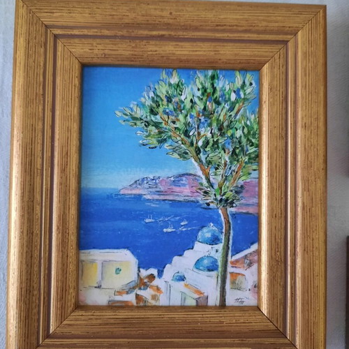 Lot of 3 acrylic paintings 16.5×13.5 cm with frame