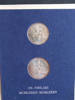 Set of two silver coins 500 and 1000 lire 1983-1984