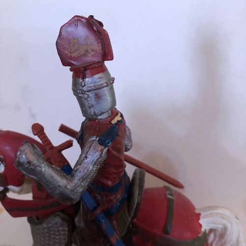 Papo figure knight with horse used, old toy
