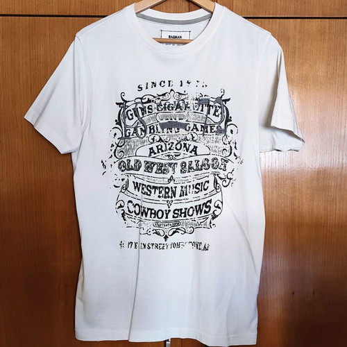 Ragman T-shirt used, size M, white with blue print