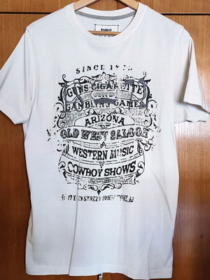 Ragman T-shirt used, size M, white with blue print
