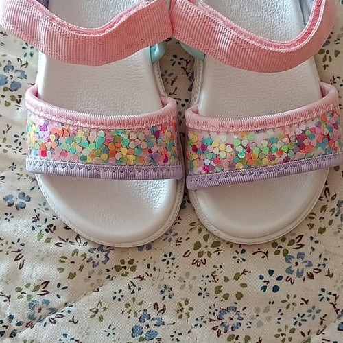Children's summer sandals new, pastel colors with glitter detail
