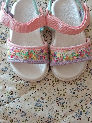 Children's summer sandals new, pastel colors with glitter detail