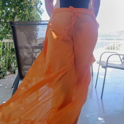 Pantelona pareo orange one size like new, lightweight cotton