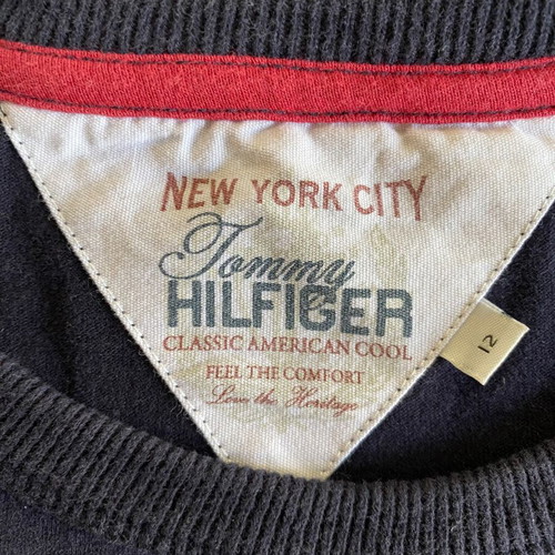 Tommy Hilfiger boys' long-sleeve blue shirt like new, age 12
