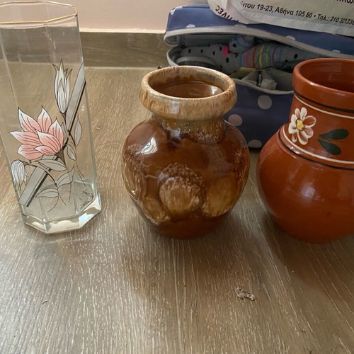 Clay vases used and glass
