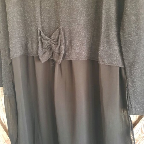 Wool blouse with chiffon like new, black, size L