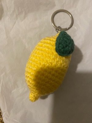 Lemon Keychain New Yellow With Crochet