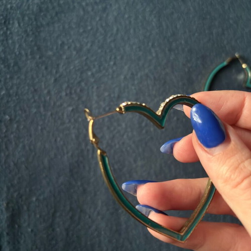 Turquoise heart earrings used, stainless steel
