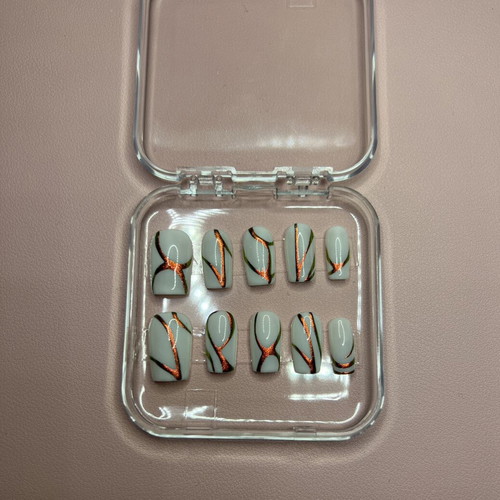 Handmade press-on nails with application kit new