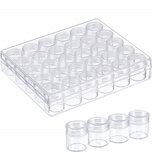 Acrylic case with 30 empty jars new for rhinestones, glitter, earrings