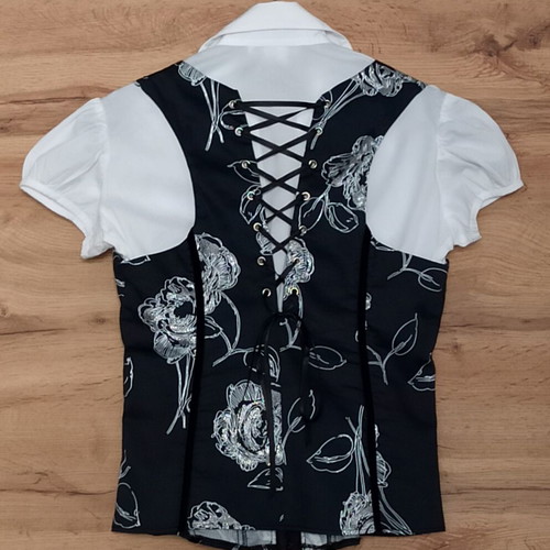 White shirt with corset vest with patterns Thesis size S used