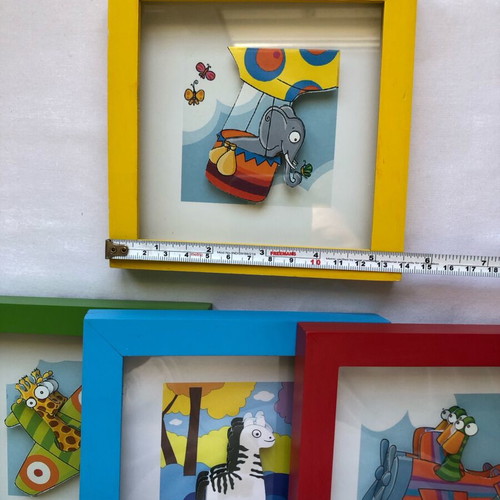 Set of 4 wooden frames with animals like new, children's theme