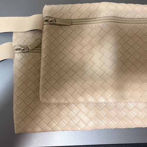 Toiletry bag with wristlet beige, new, set of 2 pieces