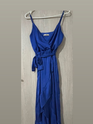 Midi dress used with belt blue, size S
