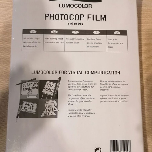 Staedtler Lumocolor Photocopy Film A4 new, sealed pack 100 pcs