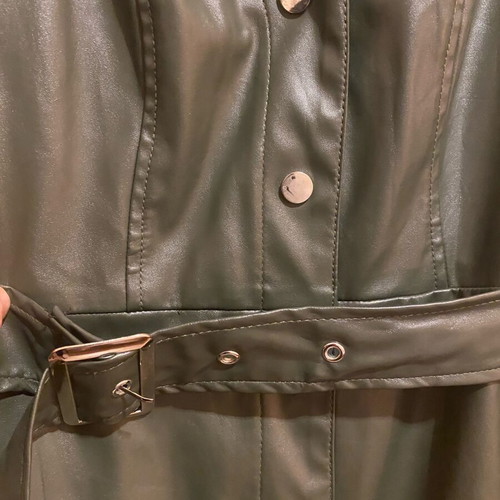 Leather midi dress size M like new, khaki