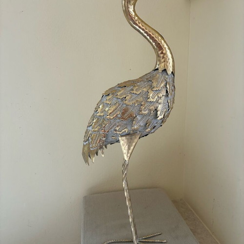 Decorative flamingo-type bird forged metal like new