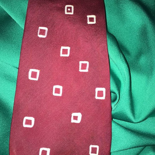 Silk red tie hand-painted new