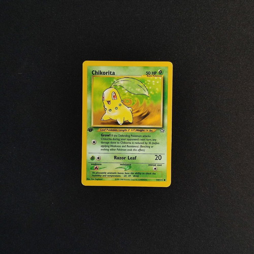 Pokemon TCG Neo Genesis Chikorita 1st Edition card used
