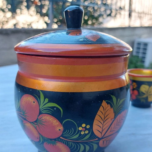 Russian Khokhloma set new, 9 pieces, traditional wooden
