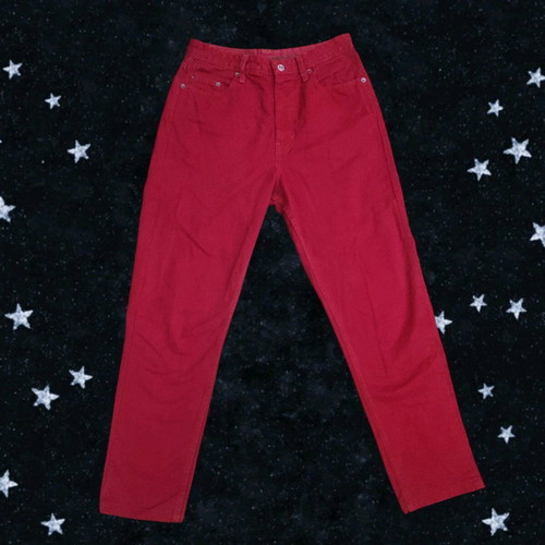 Benetton Red Mom Jeans 90s Vintage Used, Size S