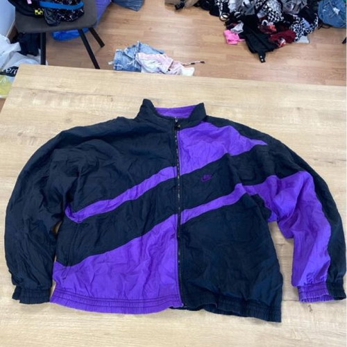 Nike vintage black and purple windbreaker jacket with diagonal stripe
