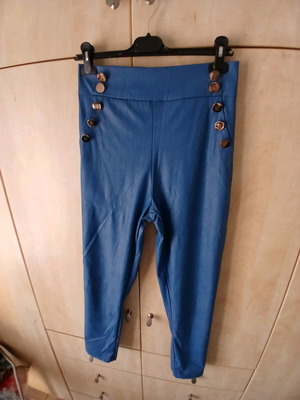 Brigitte Boutique high-waist leather pants in petrol, like new, size M