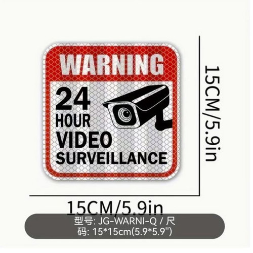 Video surveillance warning sticker 24 hours new