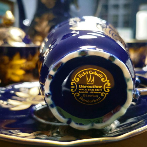 Vintage Cobalt Tea Set 22 Carat Bavaria Echt Cobalt, new