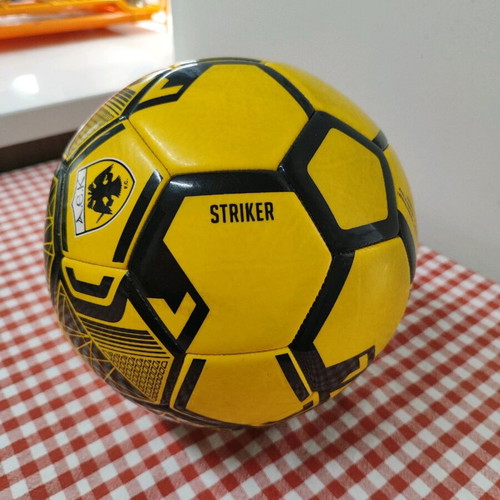 AEK Striker soccer ball like new, yellow-black, size 5