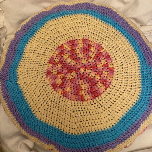 Crochet seat cushion used, 50cm diameter, handmade