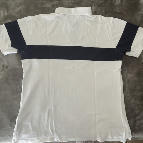 Tommy Hilfiger polo shirt used, size L, white and blue