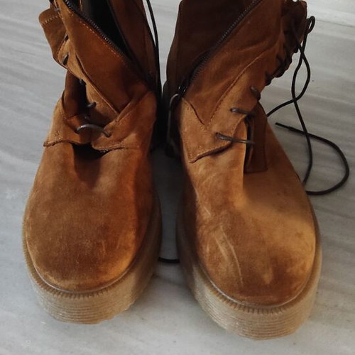 Italian leather ankle boots new camel with fur lining