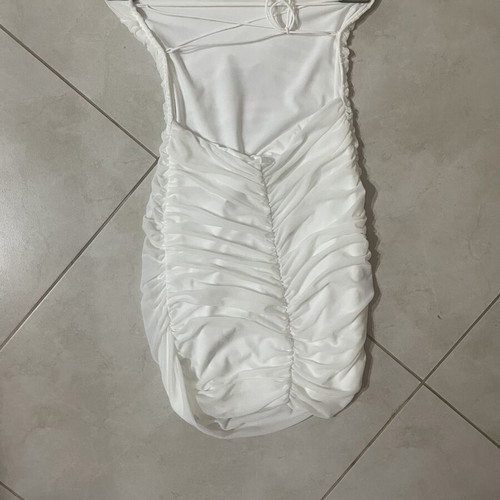 Shein white dress with open back and laces, size XS