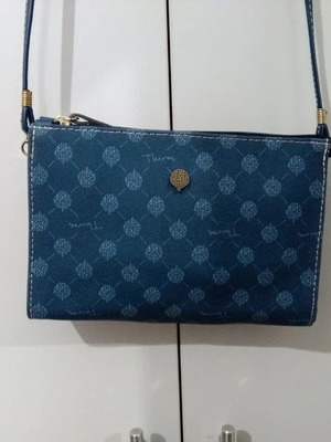 Thiros crossbody bag like new, blue synthetic leather