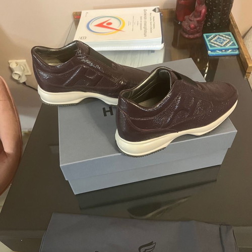 Hogan lace-up shoes used, eggplant color size 36.5