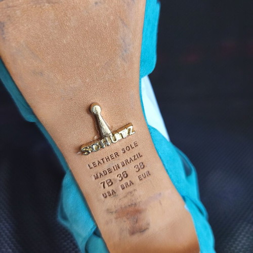 Schutz turquoise suede high-heeled sandals like new, size 38