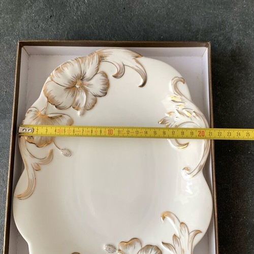 Serving plate new, 24 karat gold