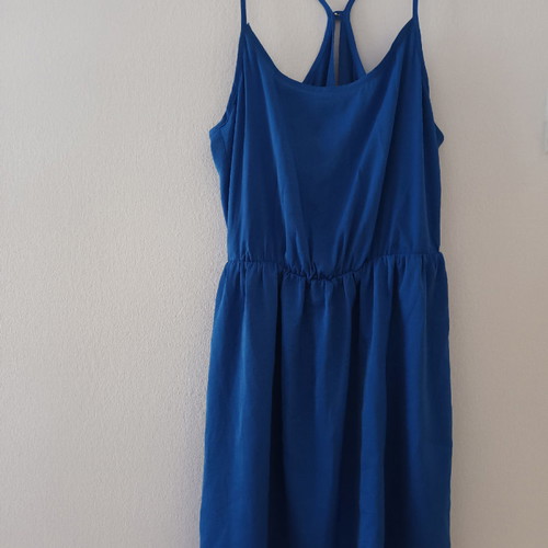 Dress short satin used, blue, size M