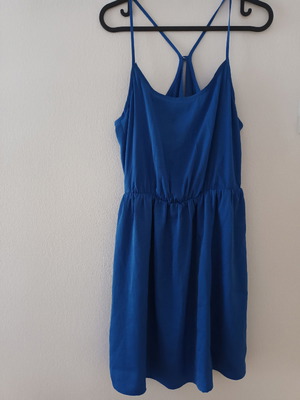 Dress short satin used, blue, size M
