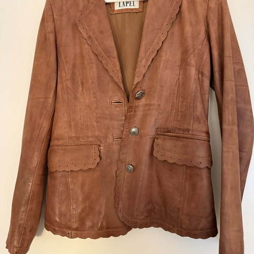 LAPEL women's leather jacket like new, brown, size S