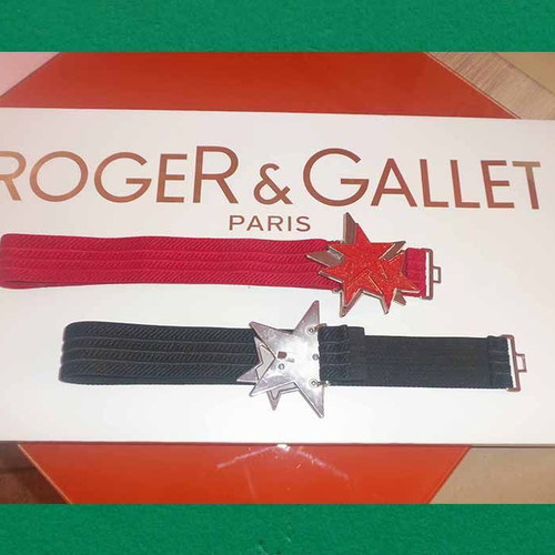 Women's elastic fabric belts with star buckle used, 70 cm length, set of 2