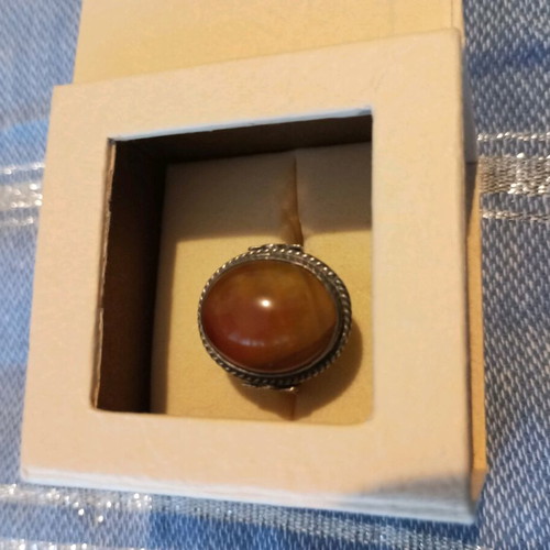 Vintage rosetta ring with semi-precious stone used, silver 925
