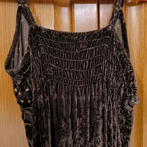 Velvet summer women's dress brown green with straps like new