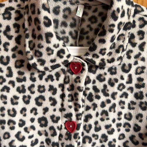 United Colors of Benetton women's fleece robe, leopard print, Small