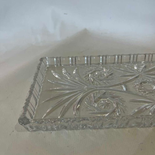 Crystal serving tray with embossed designs 34x15