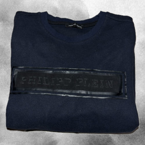 Phillip Plein Navy sweatshirt with embossed logo used